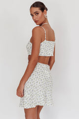 Miss Cupid Floral Mini Skirt Ivory/Blue