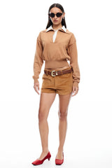 LIONESS Racquet Club Knit Sweater Camel