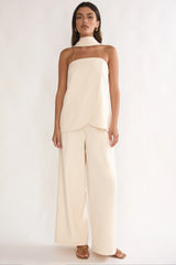 Florene Strapless Split Scarf Top Vanilla
