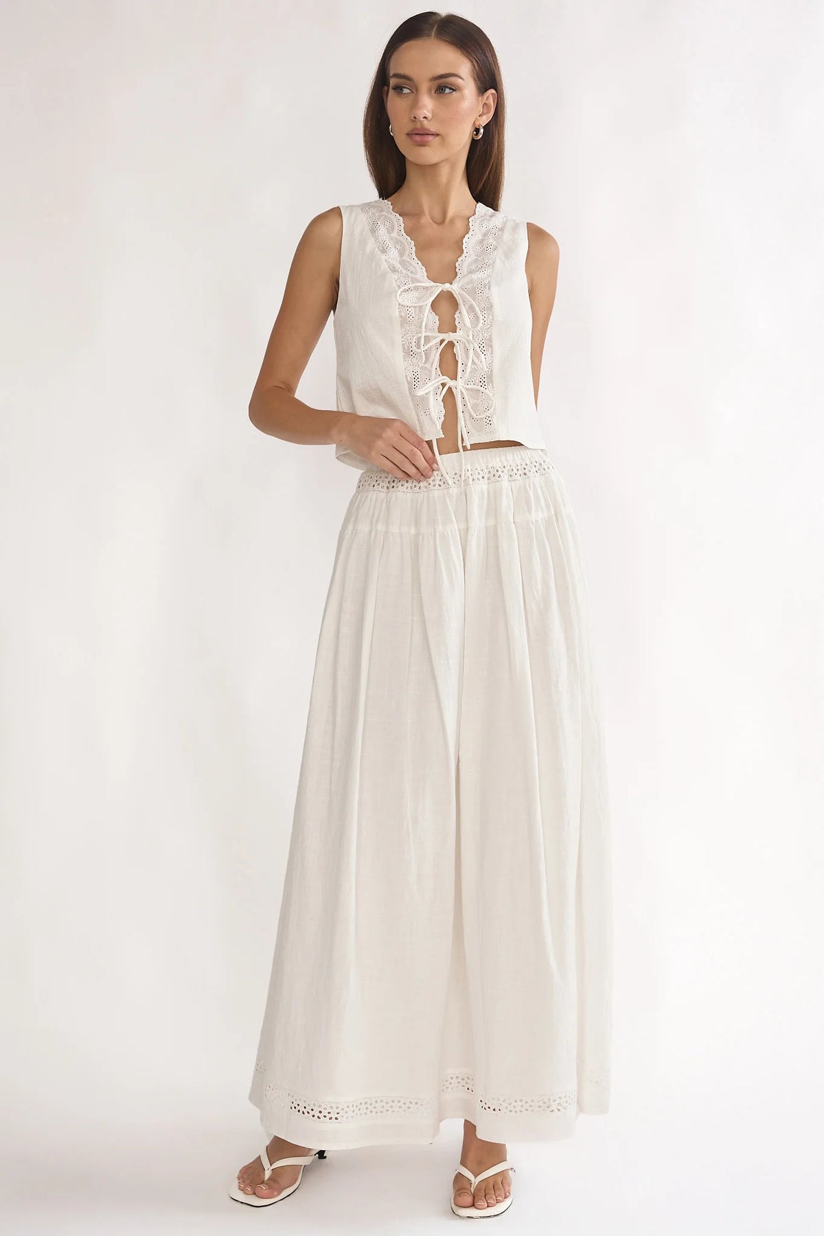 Beliza Lace Trim Skirt White