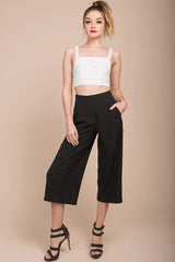 Stark High Waistline Gaucho Pants Black