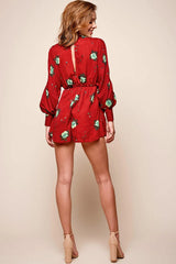 Vera Cold Shoulder Romper Wine