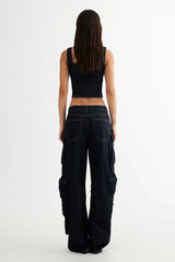 LIONESS After Hours Corset Dark Denim