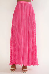 Amaria Lettuce Edge Maxi Skirt Hot Pink