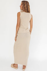 Kimora Ribbed Knit Maxi Skirt Sand