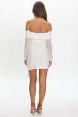 Dangerous Off Shoulder Waist Tie Mini Dress White