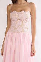 She's A Lady Lace Bodice Maxi Dress Pink