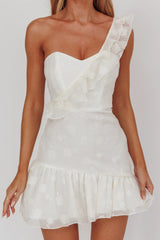 Minka One-Shoulder Ruffle Mini Dress Off White