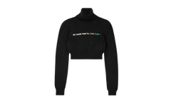 All Roads Cropped Turtleneck Sweater "Black" PWHF024F23KNI002