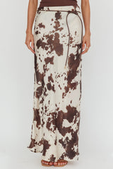 Takara String Tie Maxi Skirt Cow Print