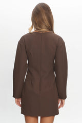 Hendrix Long Sleeve Mini Dress Chocolate