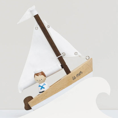 Wooden Sailing Boat & Captain
