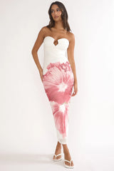 Lahita Strapless Midi Dress Hibiscus Fuchsia