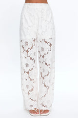 Belmara 3D Floral Lace Pants White