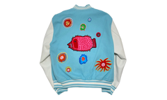 Embroidered Faces Varsity Jacket "YK - Blue" 1AB8H8
