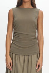 Keeeva Boatneck Maxi Dress Light Khaki