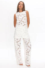 Belmara 3D Floral Lace Top White