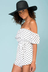 Wynter Casual Romper White With Black Polka Dots