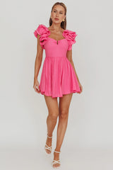 Sunday Dreams Ruffle Strap Mini Dress Pink
