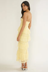 Dulce Dreams Sweetheart Neckline Lace Frill Maxi Dress Butter