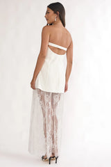 Talina Strapless Two-Piece Lace Skort Set White