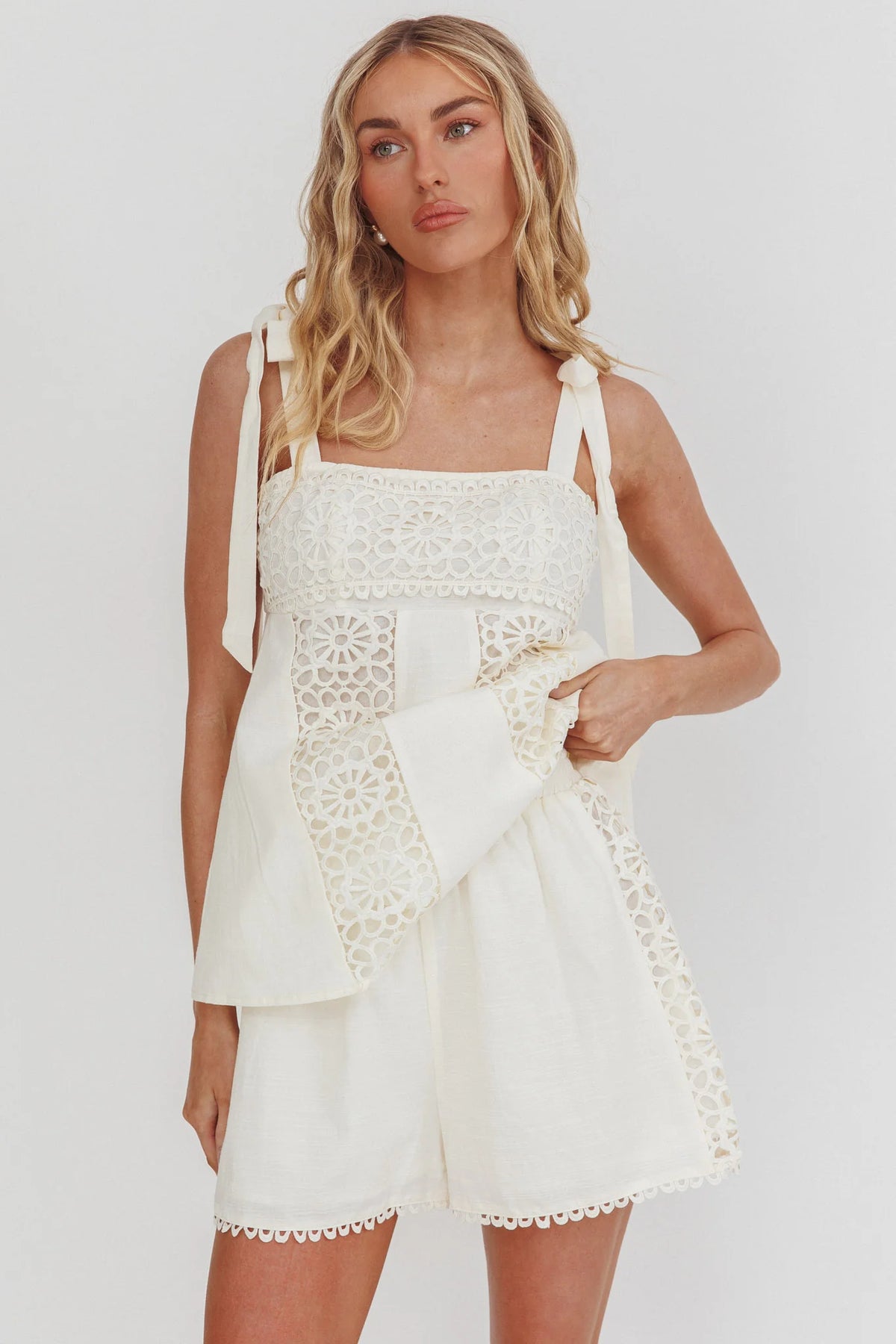 Baybreeze Lace Applique Shorts White