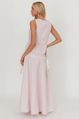Salty Sea Side Bow Maxi Skirt Blush Stripe