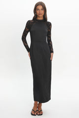 Lucha Lace Sleeve Maxi Dress Black