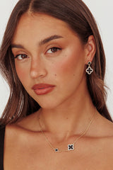 Kristin Four-Leaf Clover Necklace Gold Black